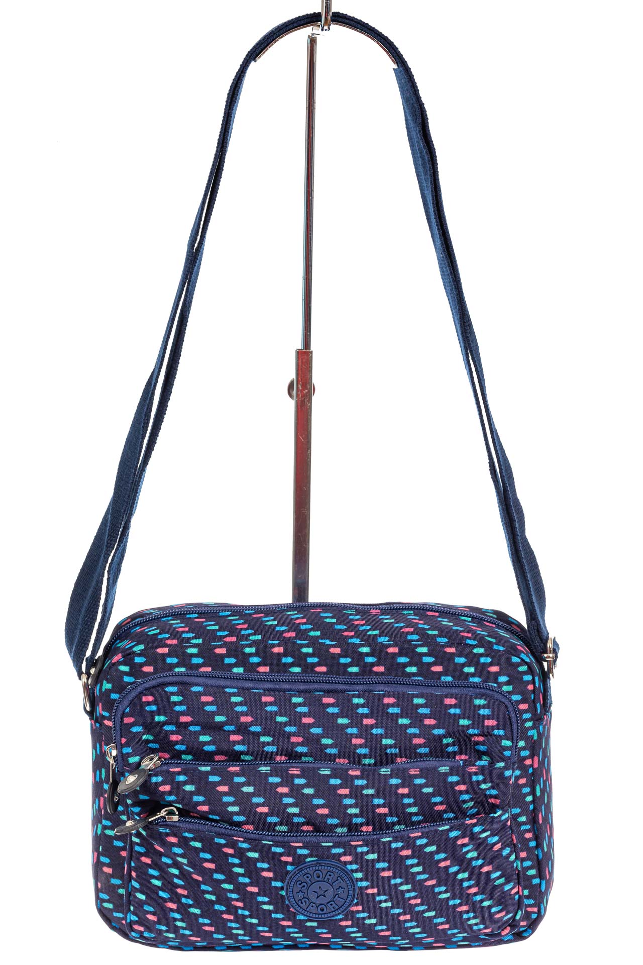 На фото 2 - Женская текстильная сумка кросс-боди, мультицвет 