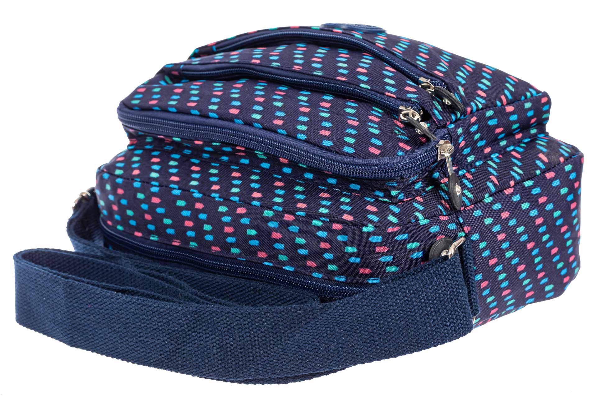На фото 4 - Женская текстильная сумка кросс-боди, мультицвет 