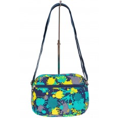 На фото 3 - Женская текстильная сумка кросс-боди с принтом "Кляксы", мультицвет 
