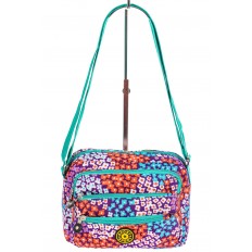 На фото 2 - Женская текстильная сумка кросс-боди в мелкий цветочек, мультицвет 