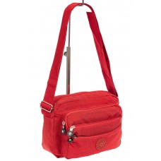 На фото 1 - Женская текстильная сумка кросс-боди, цвет красный 