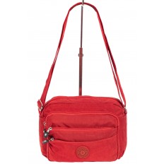 На фото 2 - Женская текстильная сумка кросс-боди, цвет красный 