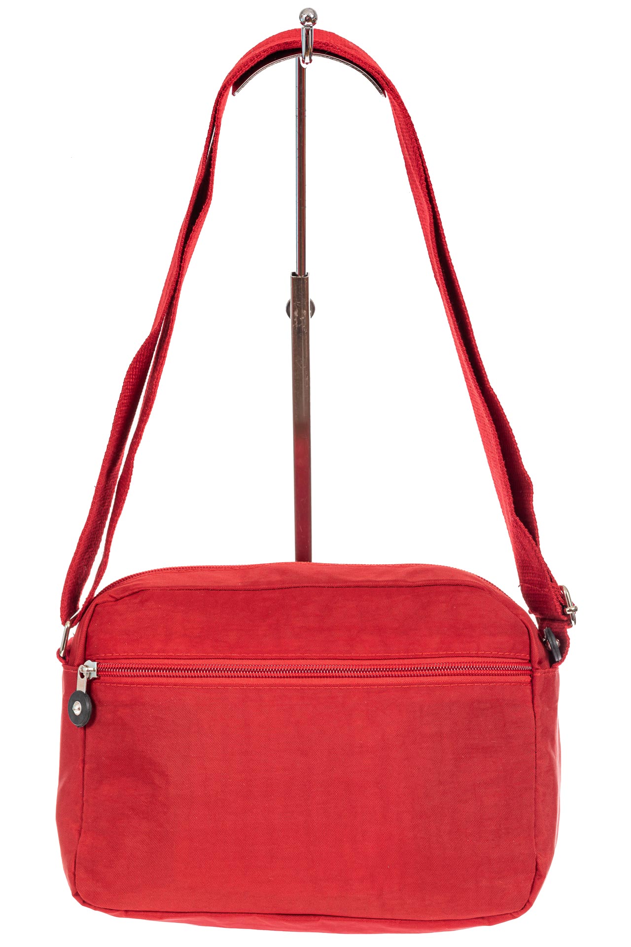 На фото 3 - Женская текстильная сумка кросс-боди, цвет красный 