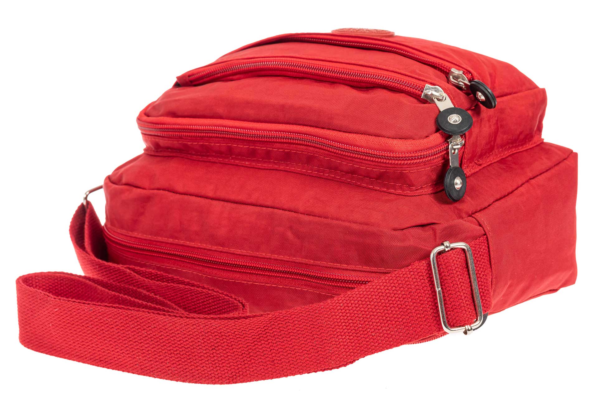 На фото 4 - Женская текстильная сумка кросс-боди, цвет красный 