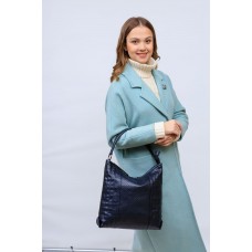 На фото 1 - Женская сумка хобо из искусственой кожи, цвет синий