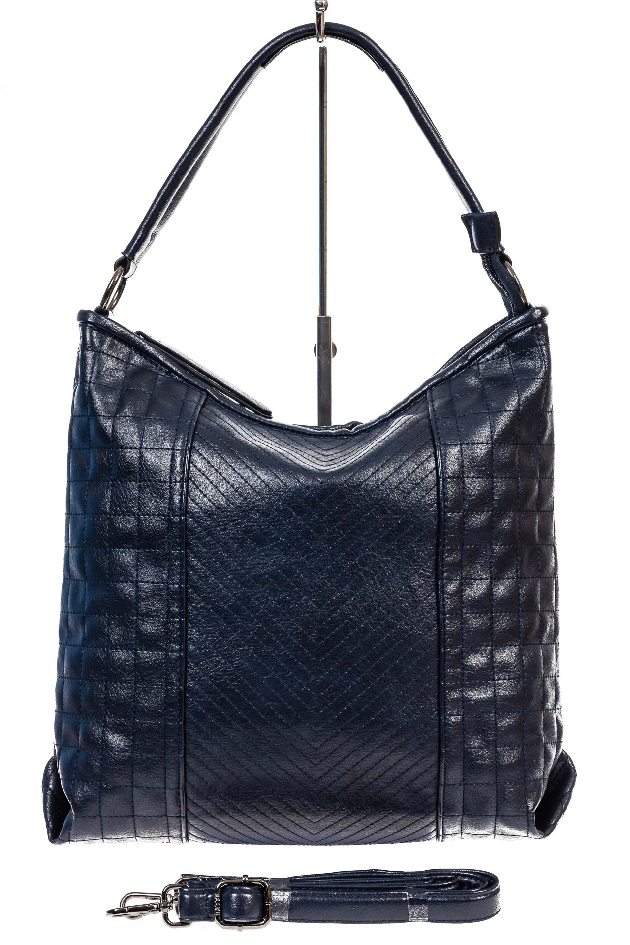 На фото 2 - Женская сумка хобо из искусственой кожи, цвет синий