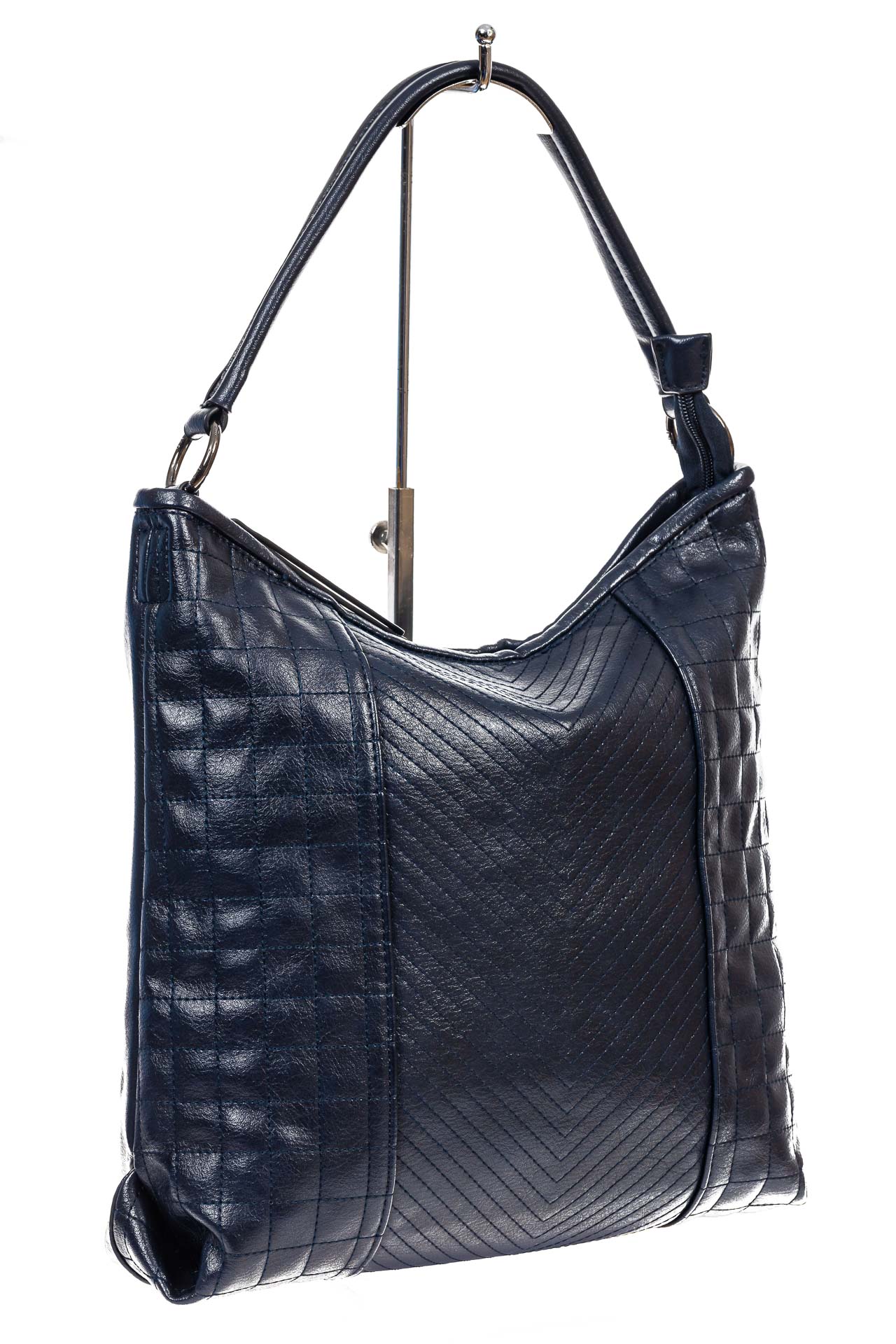 На фото 3 - Женская сумка хобо из искусственой кожи, цвет синий