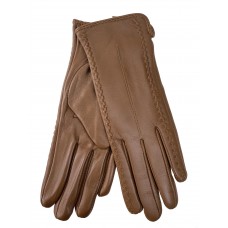 На фото 1 - Женские перчатки из натуральной кожи, цвет коричневый
