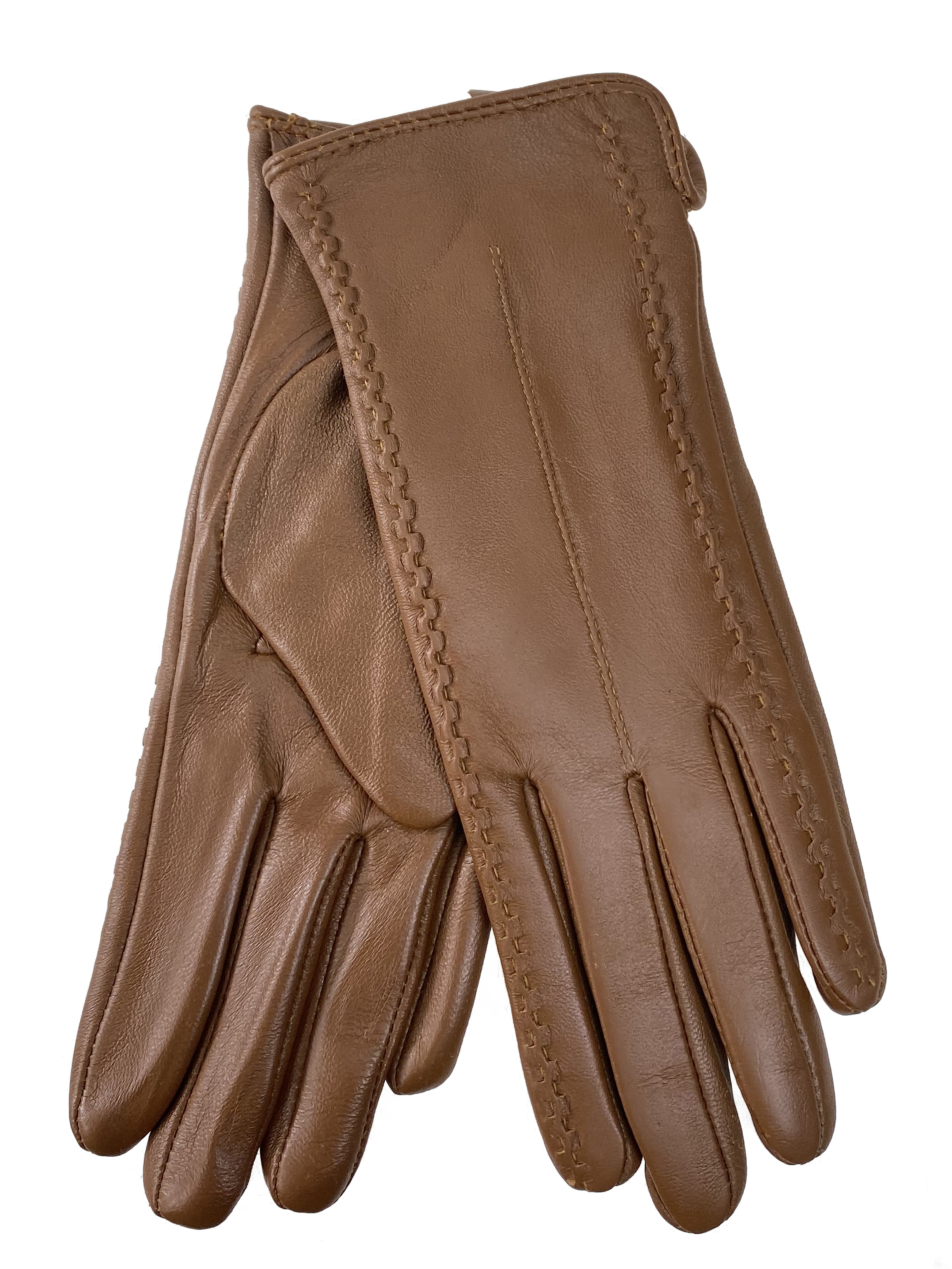 На фото 1 - Женские перчатки из натуральной кожи, цвет коричневый