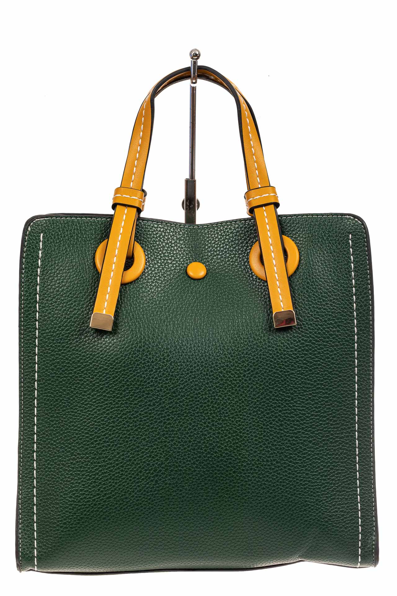 На фото 2 - Женская сумка тоут из искусственной кожи, цвет зеленый