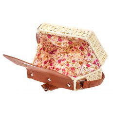 На фото 4 - Сумка-коробочка плетеная из ротанга с отделкой из экокожи, цвет молочный