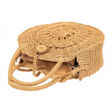 На фото 4 - Круглая плетеная сумка из соломы, цвет крафт