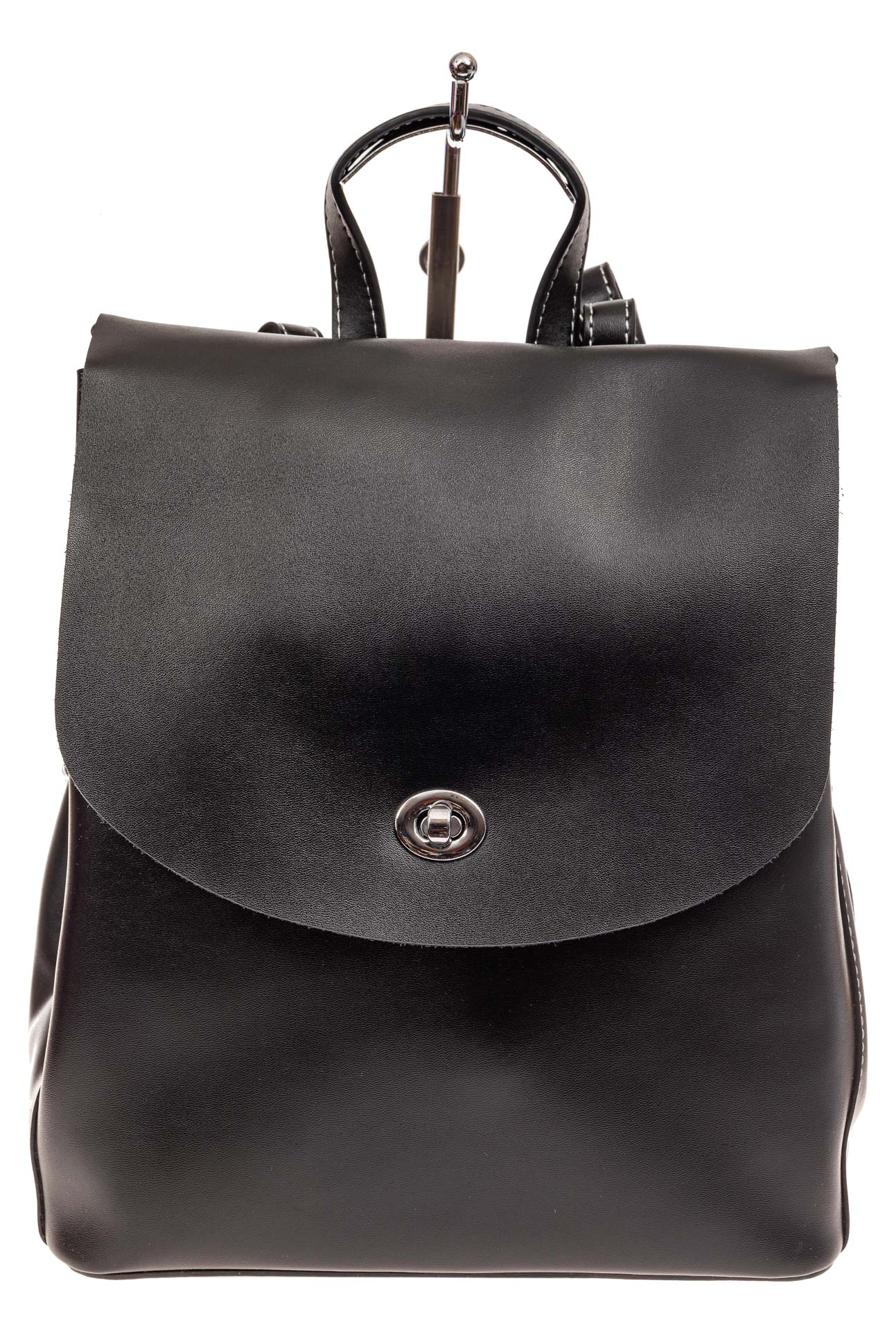 На фото 2 - Классический женский рюкзак трансформер из натуральной кожи, цвет черный