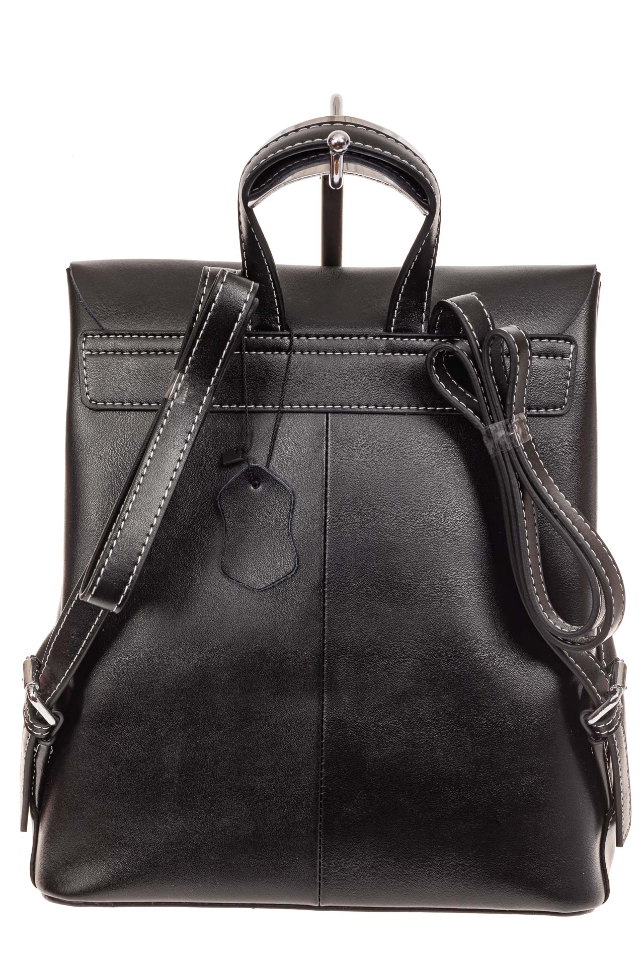 На фото 3 - Классический женский рюкзак трансформер из натуральной кожи, цвет черный