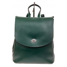 На фото 2 - Классический женский рюкзак трансформер из натуральной кожи, цвет зеленый