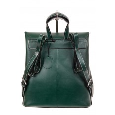 На фото 3 - Классический женский рюкзак трансформер из натуральной кожи, цвет зеленый