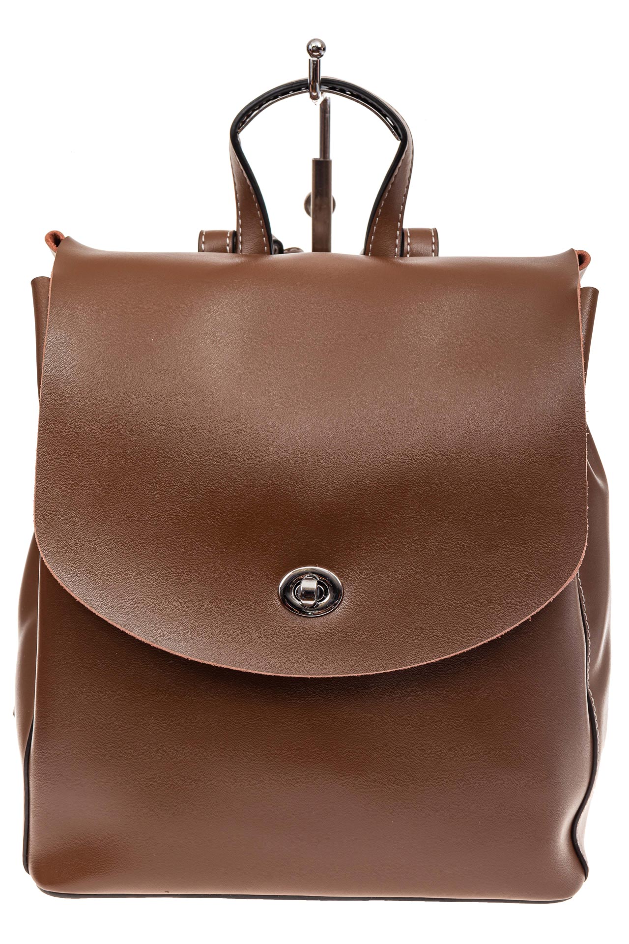 На фото 2 - Классический женский рюкзак трансформер из натуральной кожи, цвет коричневый
