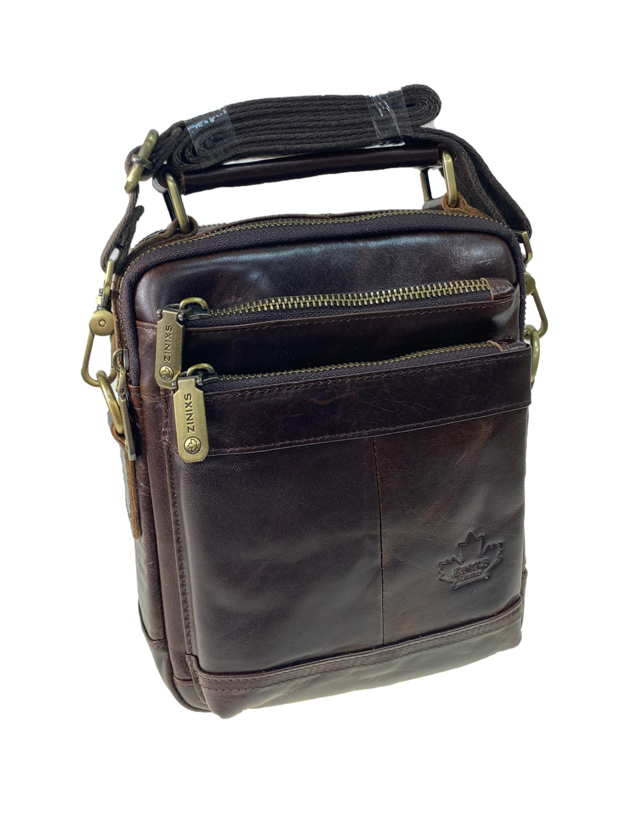 На фото 1 - Мужская сумка из натуральной кожи, цвет коричневый