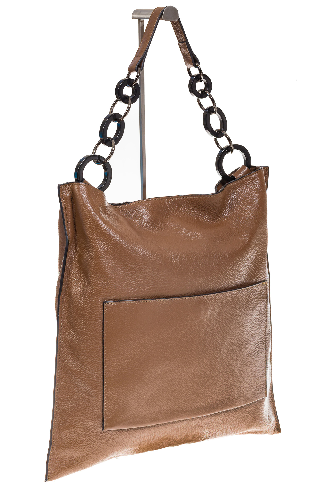 На фото 1 - Минималистичная сумка из натуральной кожи, цвет коричневый