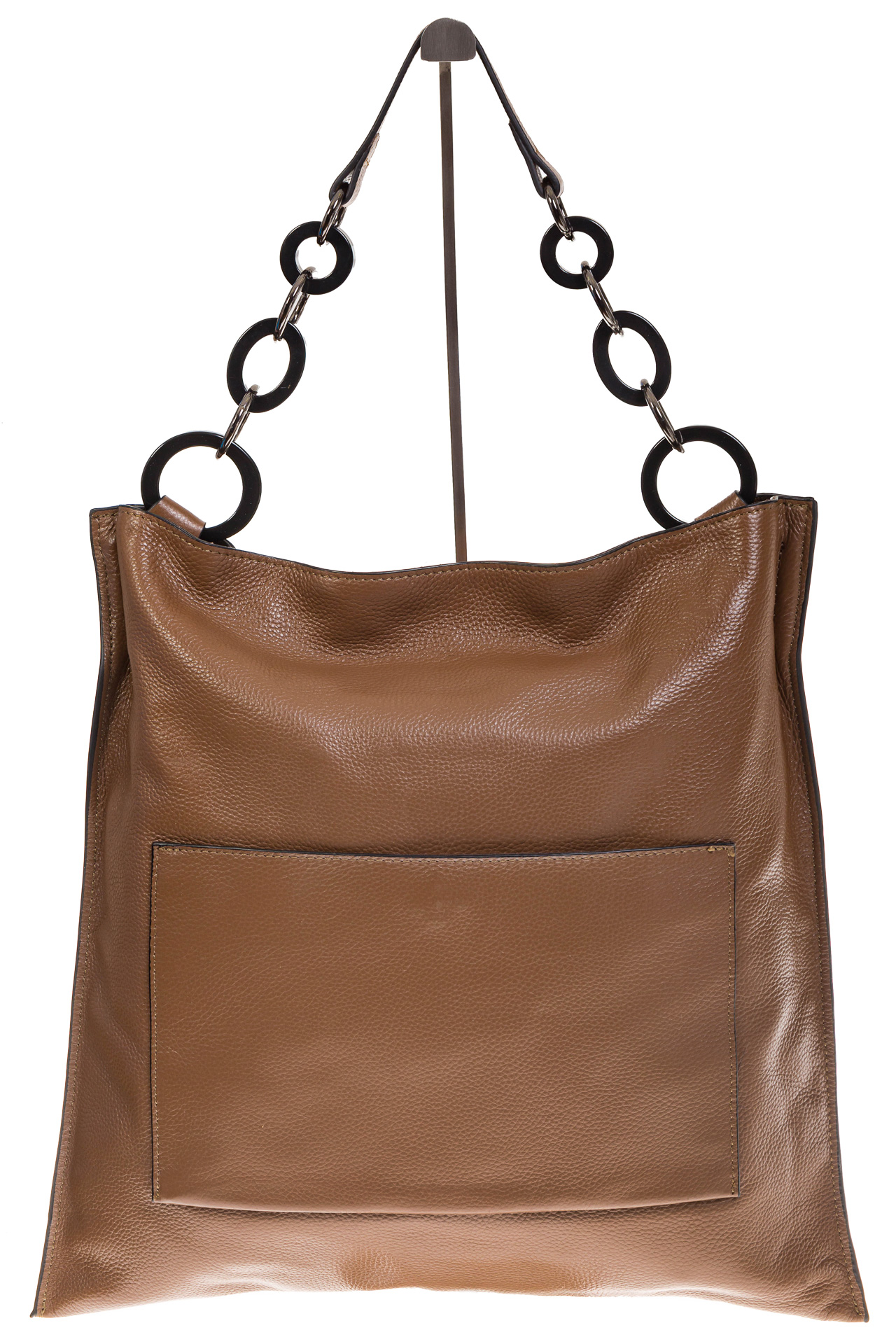 На фото 2 - Минималистичная сумка из натуральной кожи, цвет коричневый