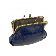 На фото 2 - Женский кошелёк с фермуаром из натуральной кожи, цвет синий