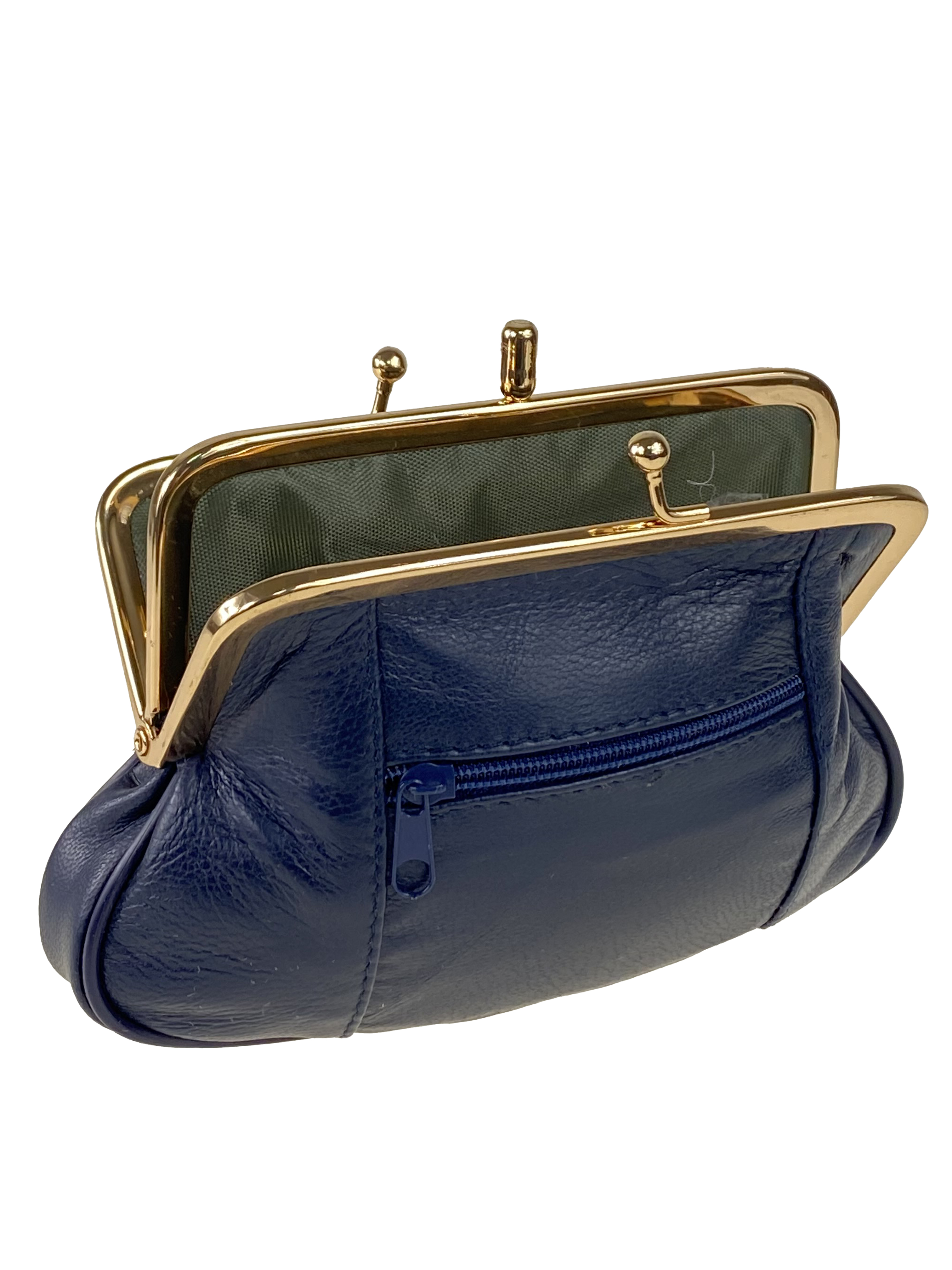 На фото 2 - Женский кошелёк с фермуаром из натуральной кожи, цвет синий