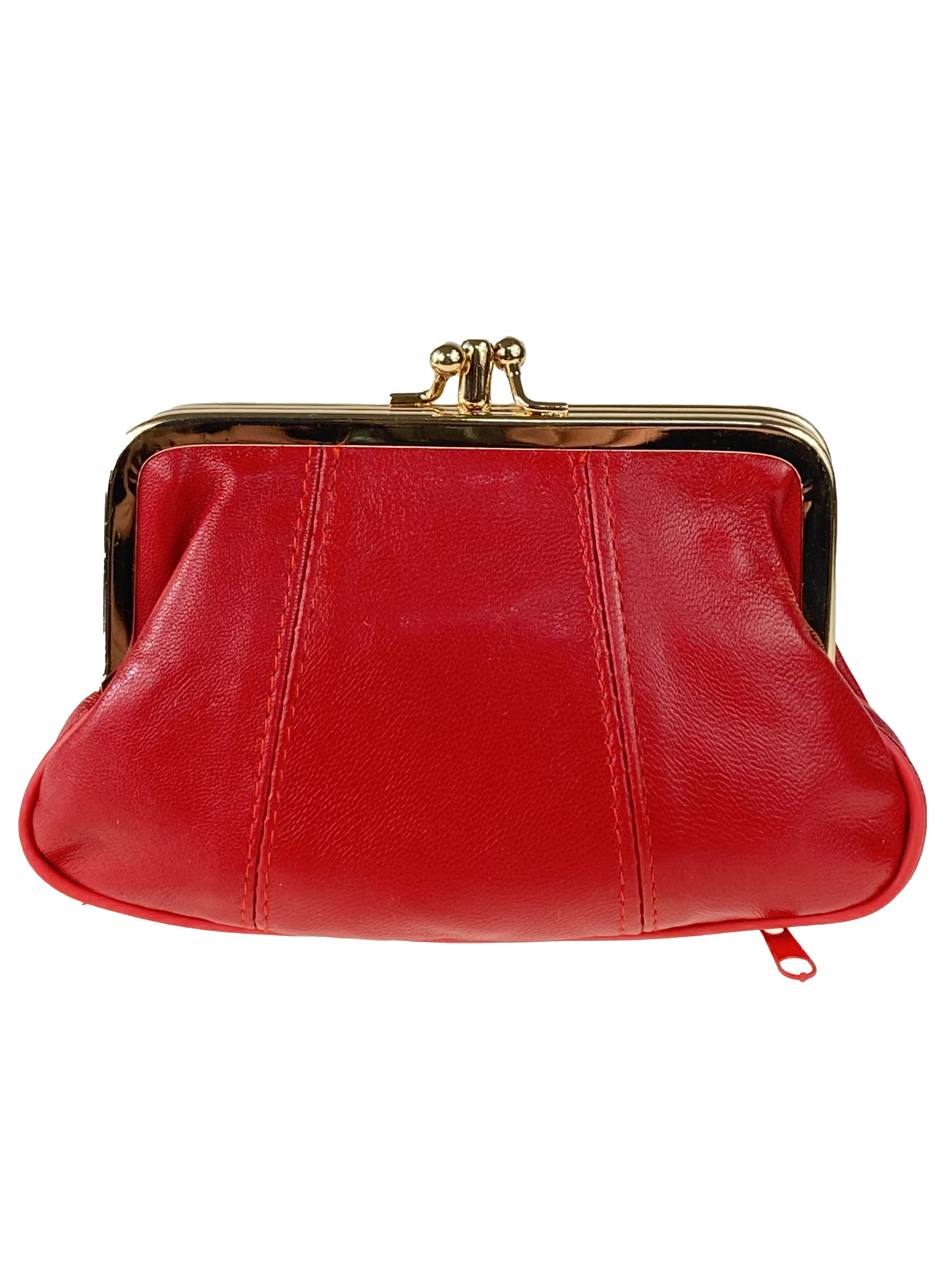 На фото 1 - Женский кошелёк с фермуаром из натуральной кожи, цвет красный