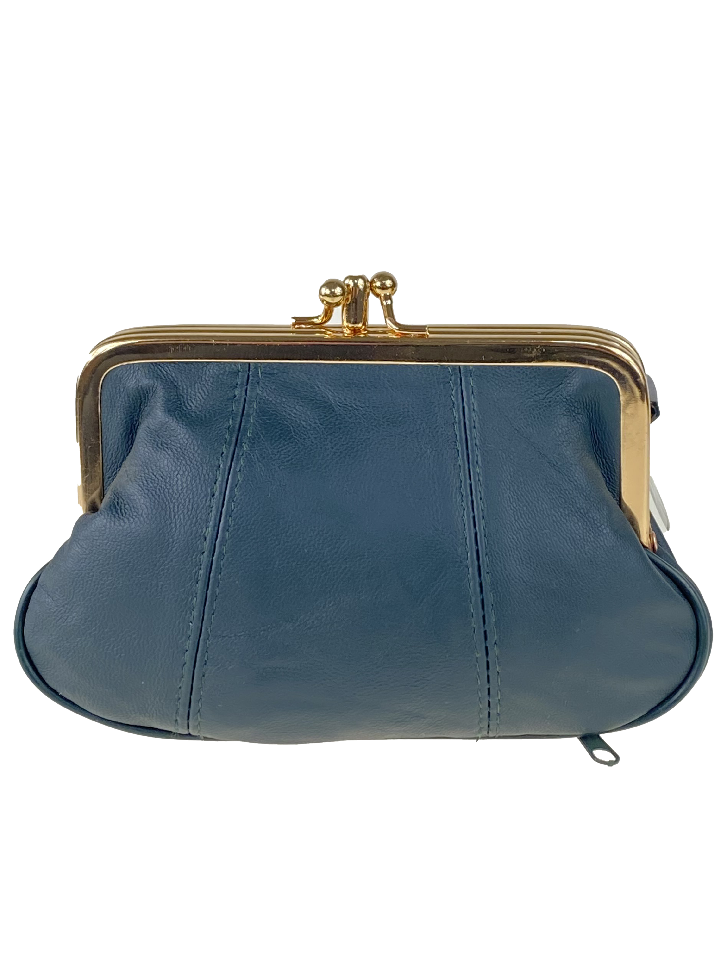 На фото 1 - Женский кошелёк с фермуаром из натуральной кожи, цвет голубой