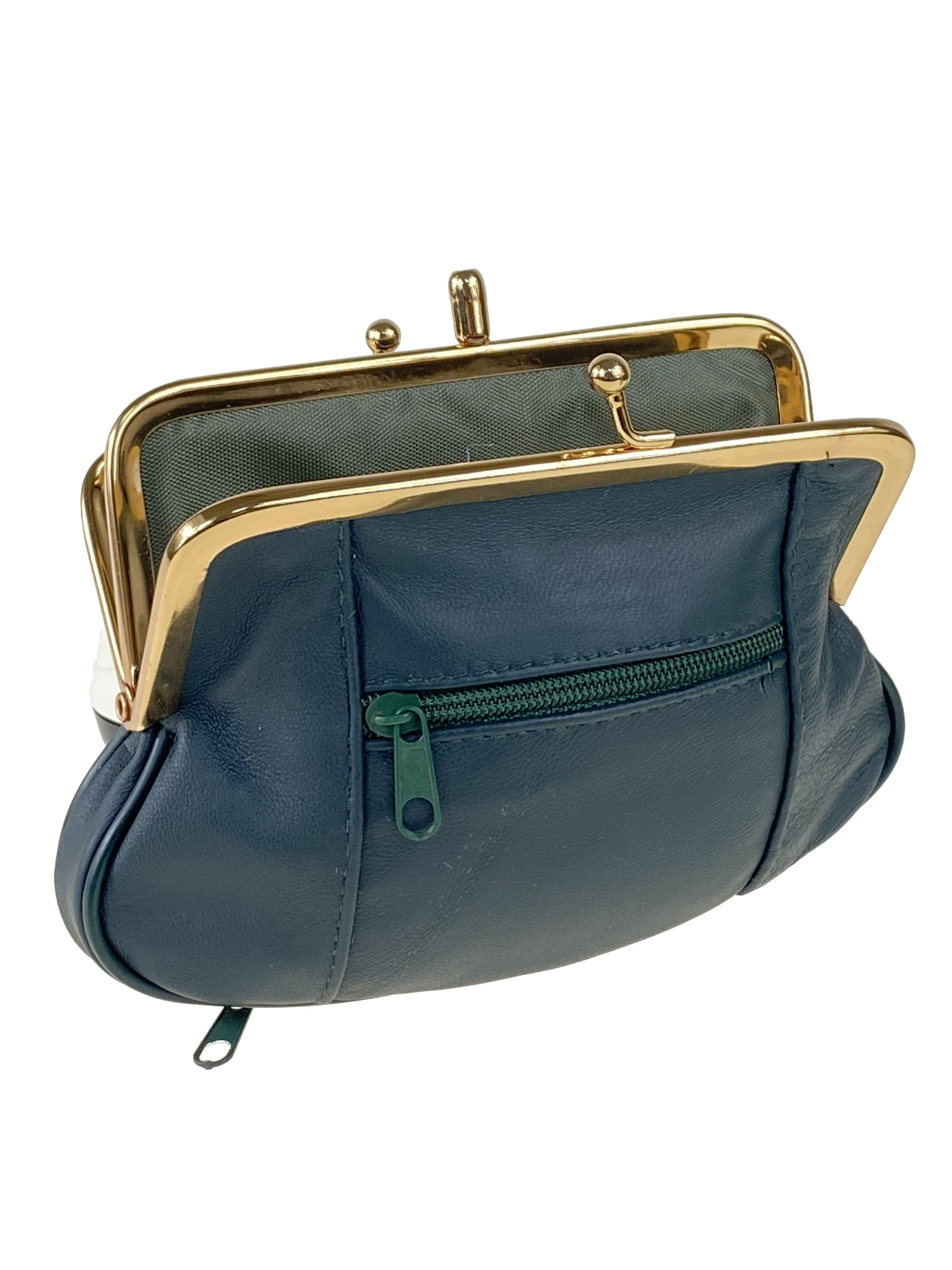 На фото 2 - Женский кошелёк с фермуаром из натуральной кожи, цвет голубой