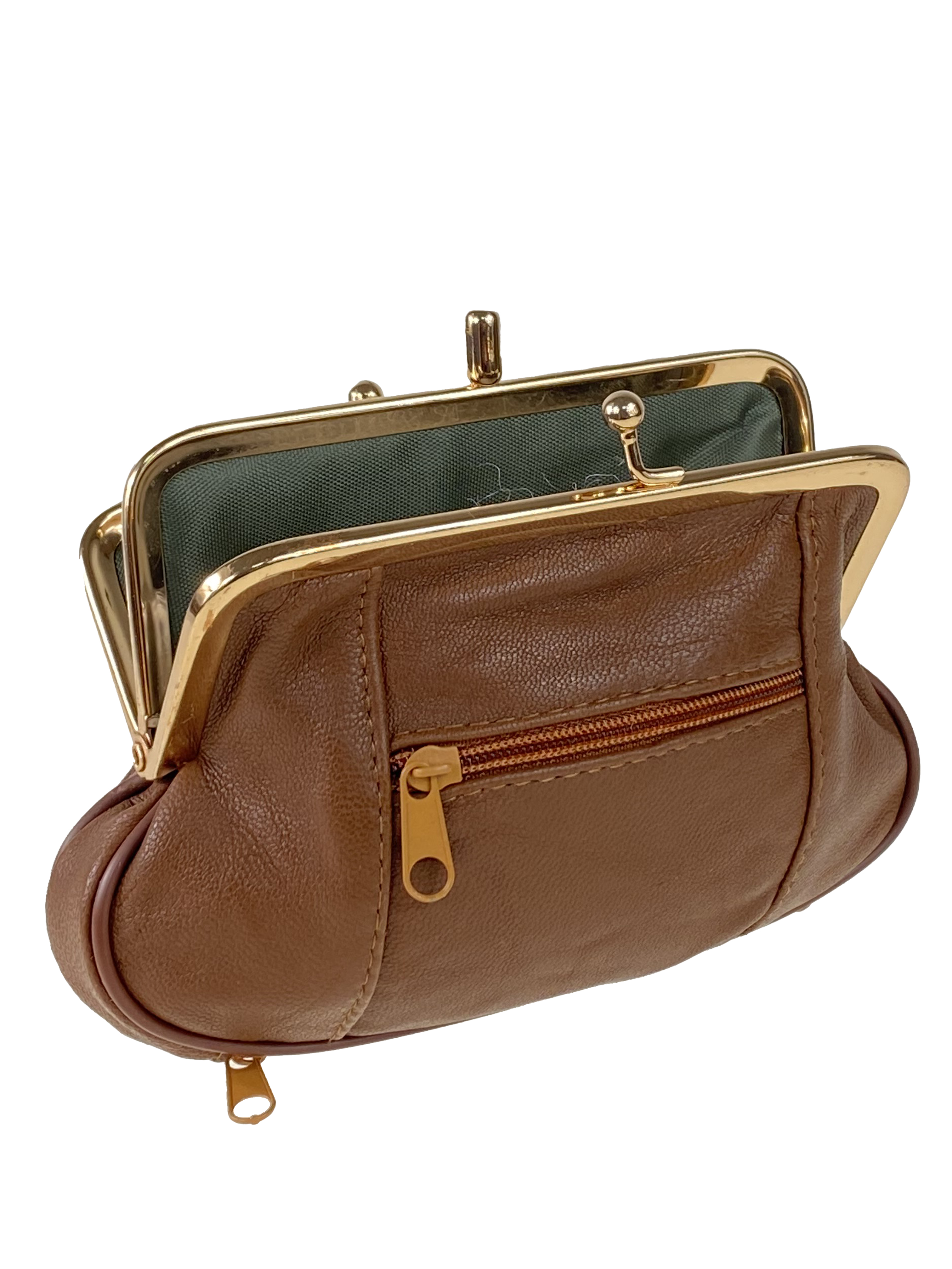 На фото 2 - Женский кошелёк с фермуаром из натуральной кожи, цвет коричневый