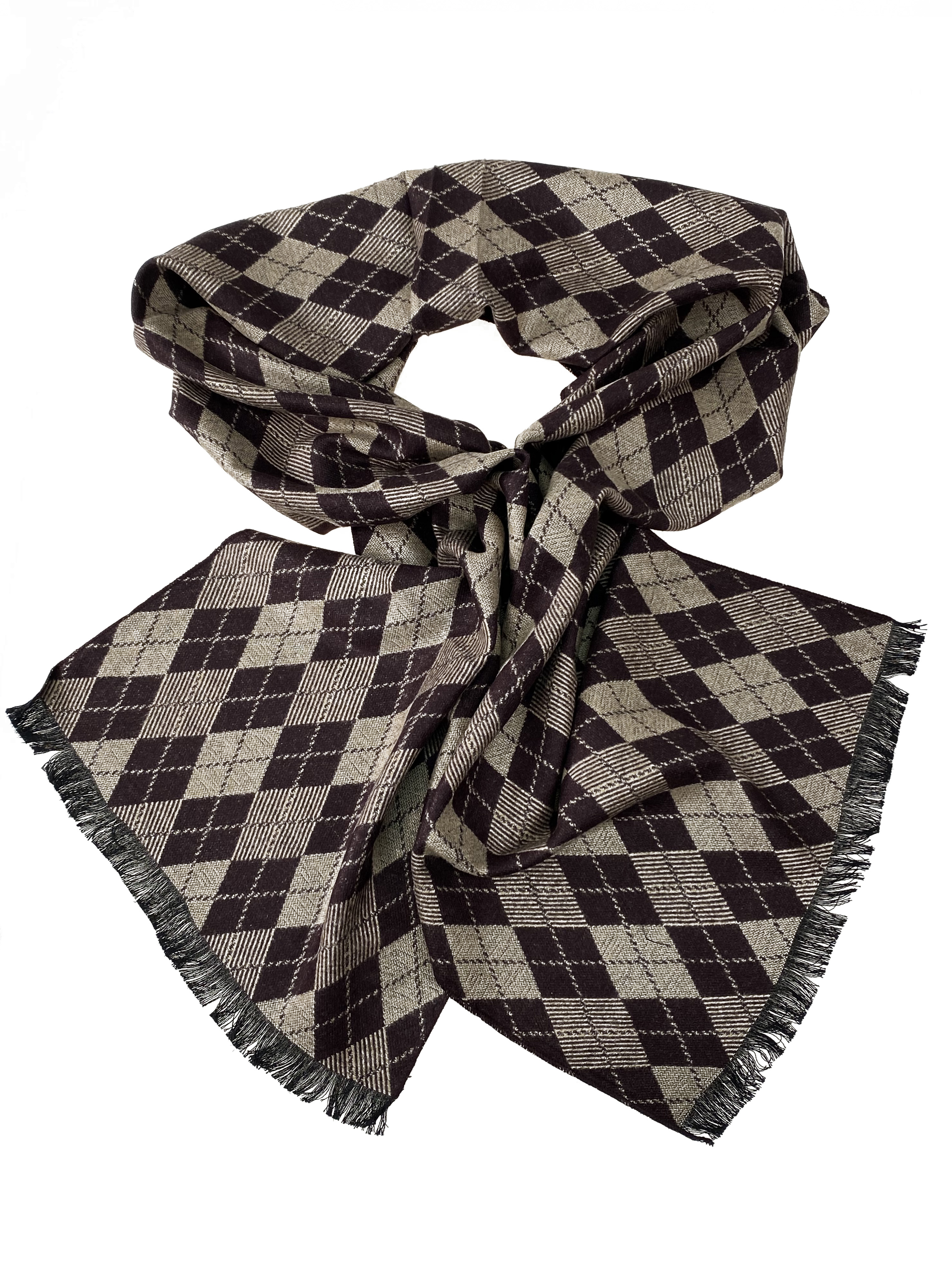 На фото 1 - Мужской шарф из кашемира с геометрическим орнаментом, мультицвет