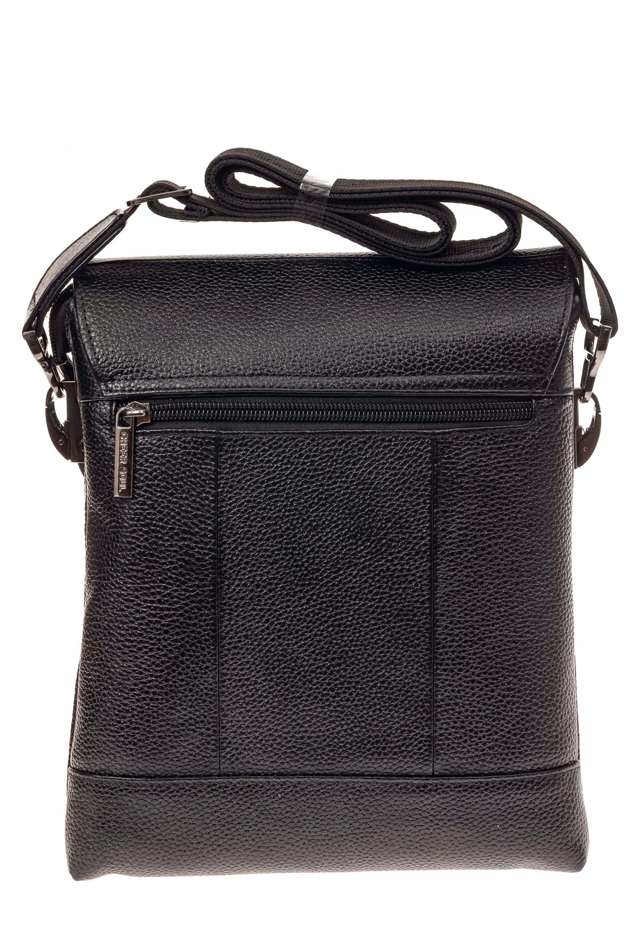 На фото 3 - Мужская сумка с клапаном, натуральная кожа, цвет черный