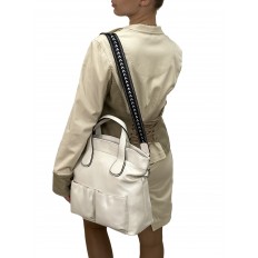 На фото 3 - Женская сумка тоут из натуральной кожи, цвет белый