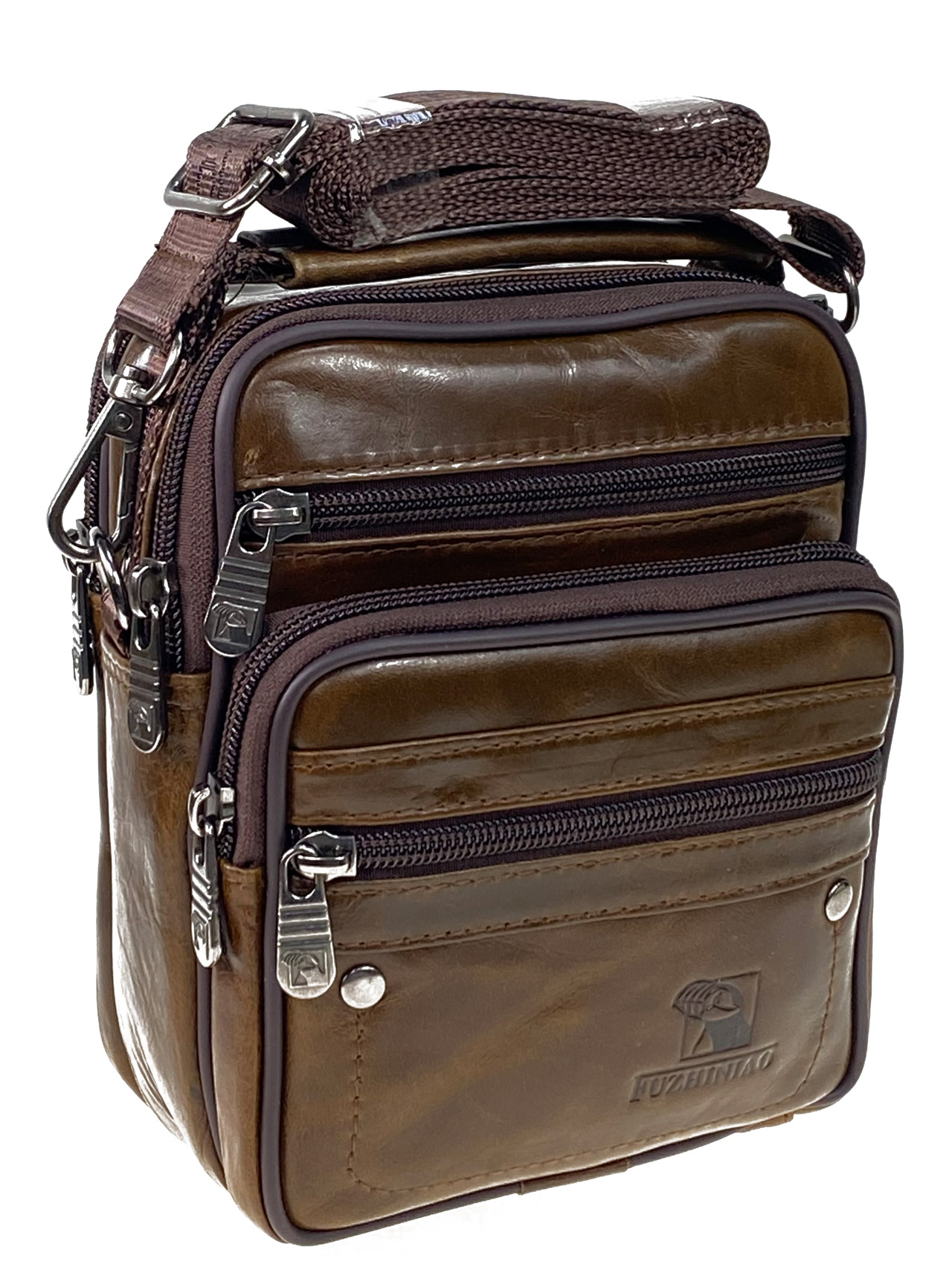 На фото 1 - Мужская сумка  из натуральной кожи цвет коричневый