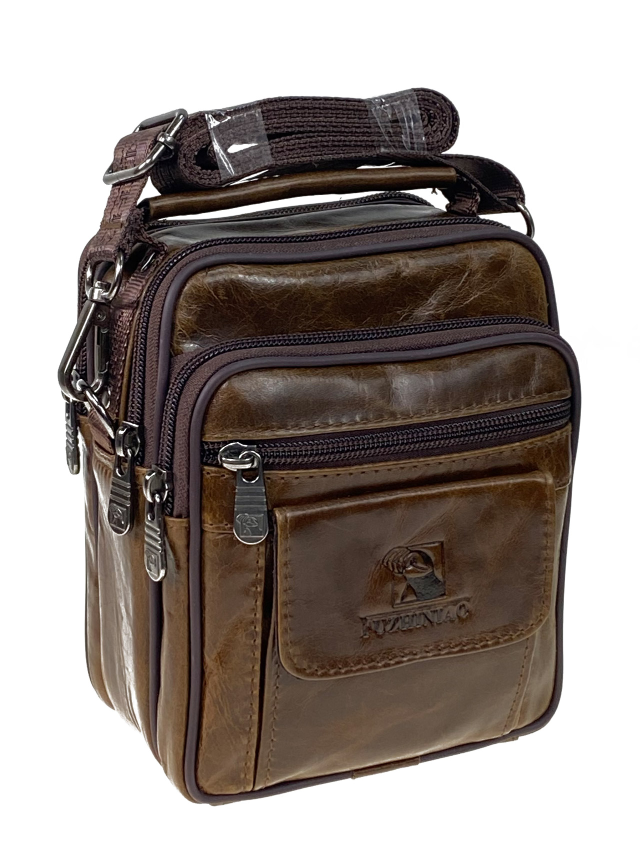 На фото 1 - Мужская сумка  из натуральной кожи цвет коричневый