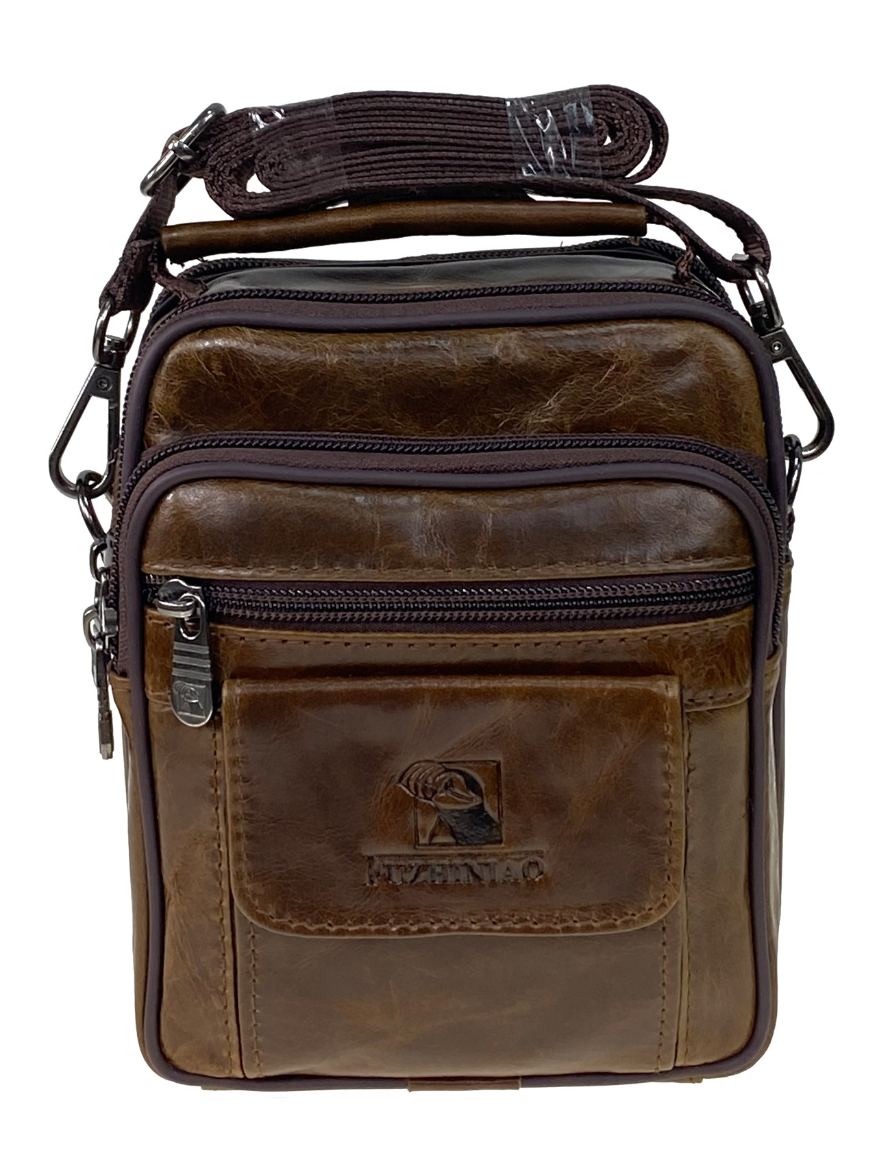 На фото 2 - Мужская сумка  из натуральной кожи цвет коричневый