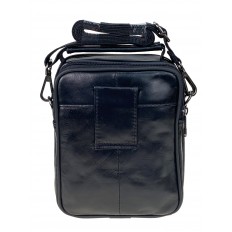 На фото 3 - Мужская сумка  из натуральной кожи цвет черный 