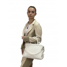 На фото 3 - Женская сумка из натуральной кожи, цвет  белый