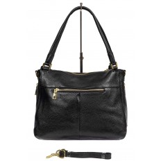 На фото 3 - Классическая женская сумка из натуральной кожи с декоративной подвеской, цвет чёрный