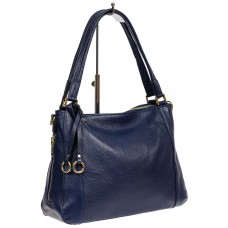 На фото 1 - Классическая женская сумка из натуральной кожи с декоративной подвеской, цвет тёмно-синий