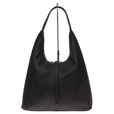 На фото 2 - Кожаная сумка хобо, цвет черный