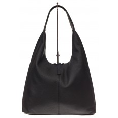 На фото 3 - Кожаная сумка хобо, цвет черный