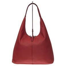 На фото 3 - Кожаная сумка хобо, цвет красный