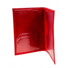 На фото 2 - Обложка для паспорта из фактурной натуральной кожи, цвет красный