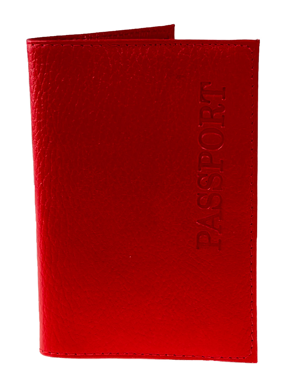 На фото 1 - Обложка для паспорта из фактурной натуральной кожи, цвет красный