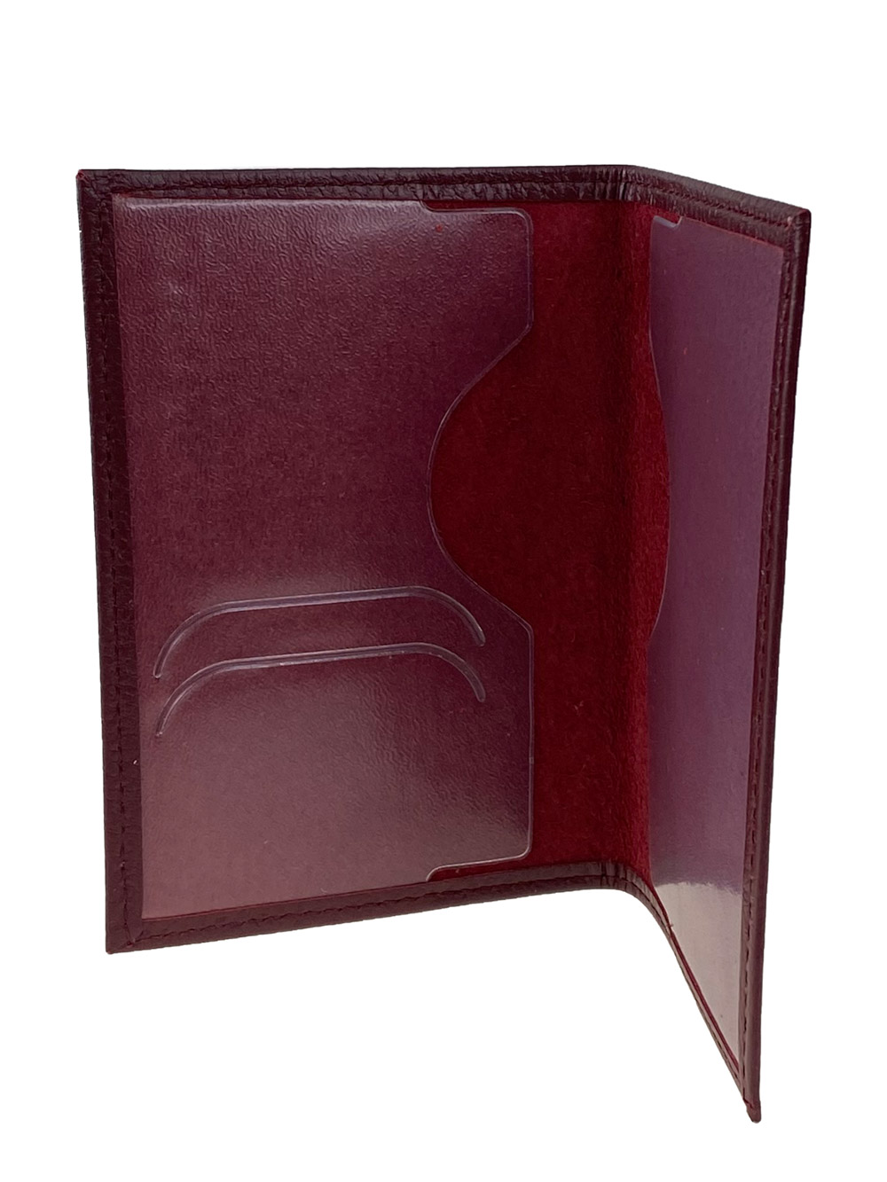 На фото 2 - Обложка для паспорта из гладкой натуральной кожи, цвет бордовый