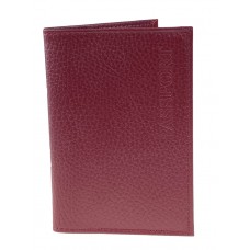 На фото 1 - Обложка для паспорта из гладкой натуральной кожи, цвет бордовый