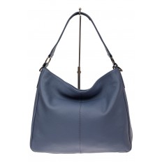 На фото 2 - Мягкая женская сумка из натуральной кожи, цвет голубой
