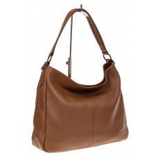 На фото 1 - Мягкая женская сумка из натуральной кожи, цвет коричневый
