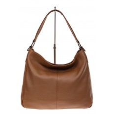 На фото 2 - Мягкая женская сумка из натуральной кожи, цвет коричневый